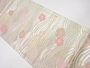 リサイクル　桜青海波模様織出し袋帯